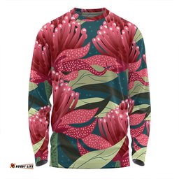 Amazing Aussie Australia Flowers Aboriginal Australian Waratah Flowers Painting In Aboriginal Style Long Sleeve T-shirt