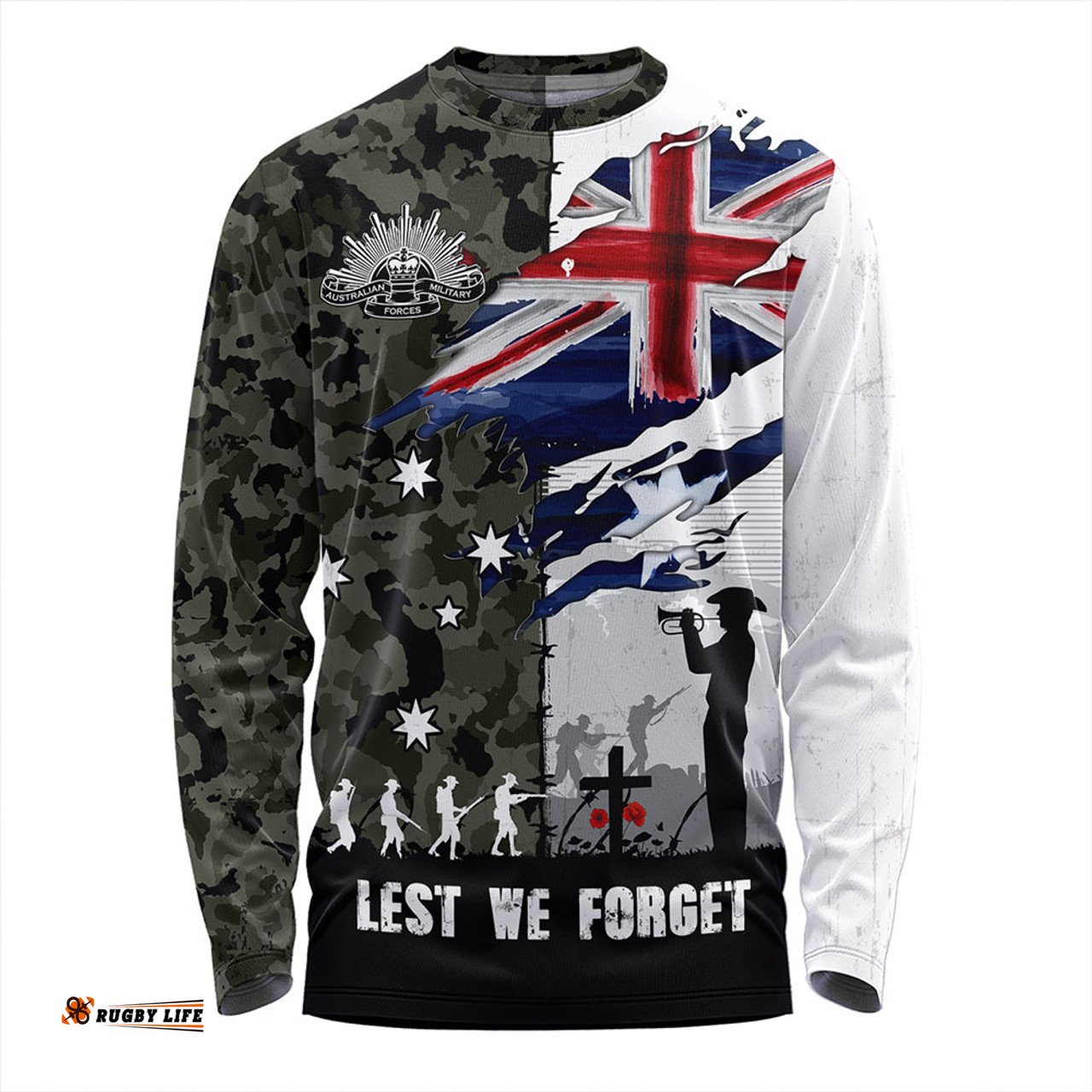 Amazing Aussie Australia Remembrance Day Lest We Forget Australian Military Tribute Green Long Sleeve T-shirt