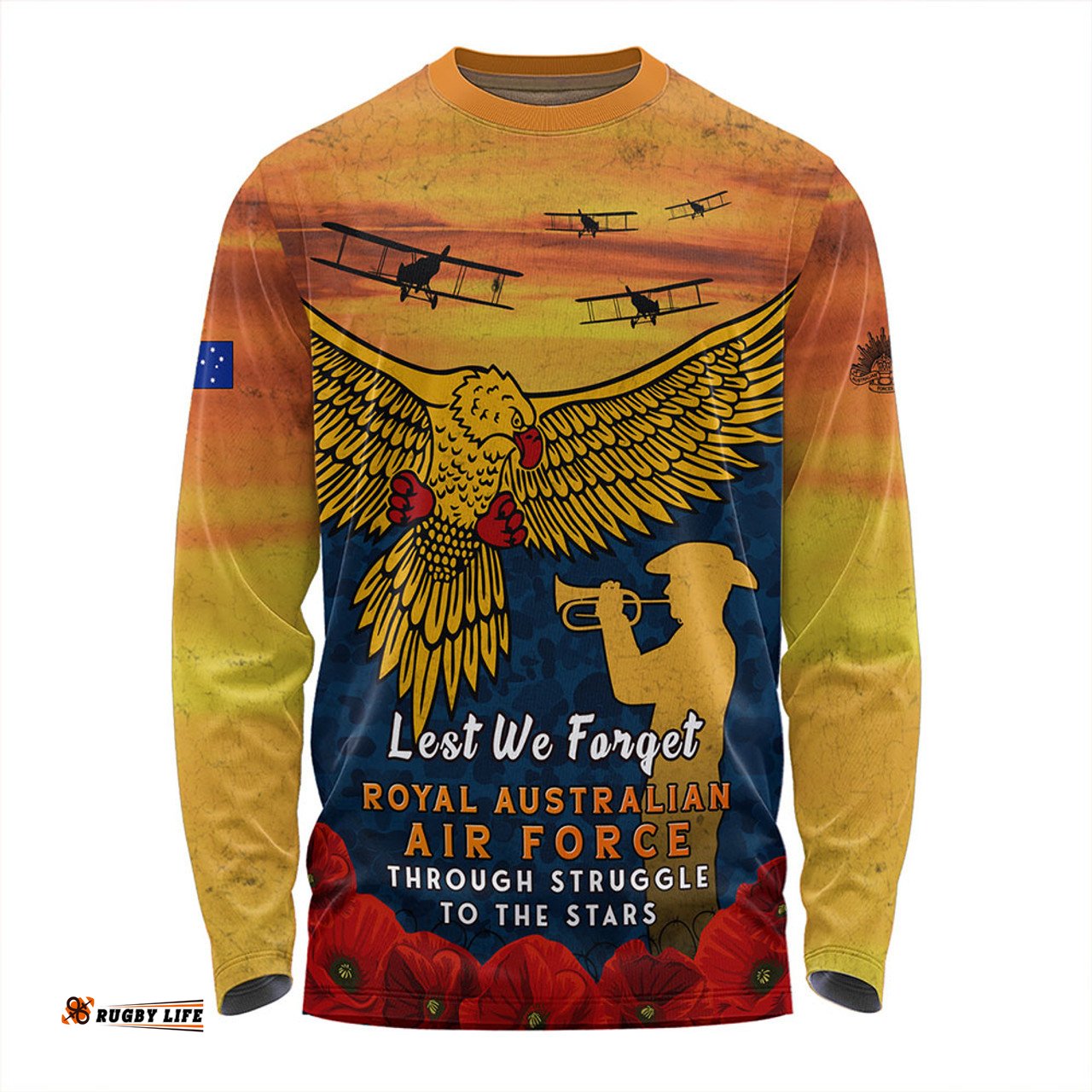Amazing Aussie Australia Anzac Day Lest We Forget Royal Australian Air Force Long Sleeve T-shirt