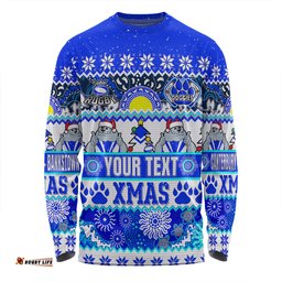 Amazing Aussie Canterbury Bankstown Bulldogs Christmas Aboriginal Custom Indigenous Knitted Ugly Xmas Style Long Sleeve T-shirt