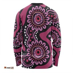 Amazing Aussie Australia Dot Painting Inspired Aboriginal Pink Flowers Aboriginal Dot Art Long Sleeve T-shirt
