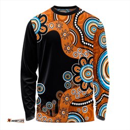 Amazing Aussie Australia Aboriginal Indigenous Dot Painting Orange Long Sleeve T-shirt