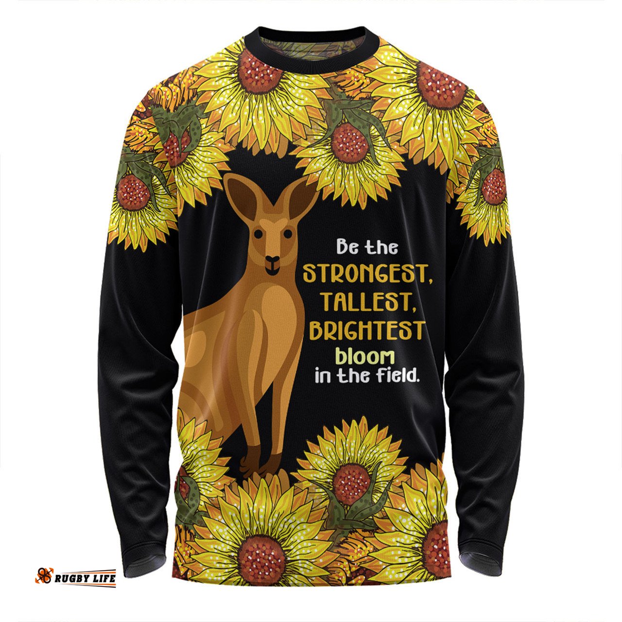 Amazing Aussie Australia Kangaroo Aboriginal Custom Aboriginal Sunflowers With Kangaroo Be The Strongest Dot Painting Art Long Sleeve T-shirt