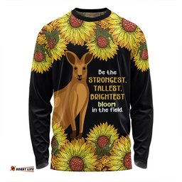 Amazing Aussie Australia Kangaroo Aboriginal Custom Aboriginal Sunflowers With Kangaroo Be The Strongest Dot Painting Art Long Sleeve T-shirt