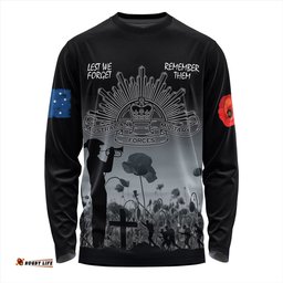 Amazing Aussie Australia Anzac Day Lest We Forget Black Long Sleeve T-shirt