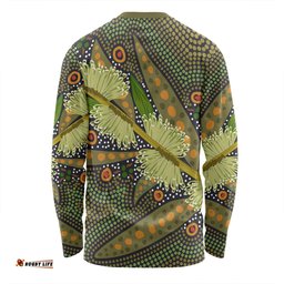 Amazing Aussie Australia Flowers Aboriginal Aboriginal Dot Art Of Australian Native Flower Hakea Sericea Long Sleeve T-shirt