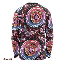 Amazing Aussie Australia Dot Painting Inspired Aboriginal Boomerang From Aboriginal Art Long Sleeve T-shirt
