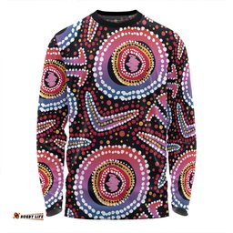 Amazing Aussie Australia Dot Painting Inspired Aboriginal Boomerang From Aboriginal Art Long Sleeve T-shirt