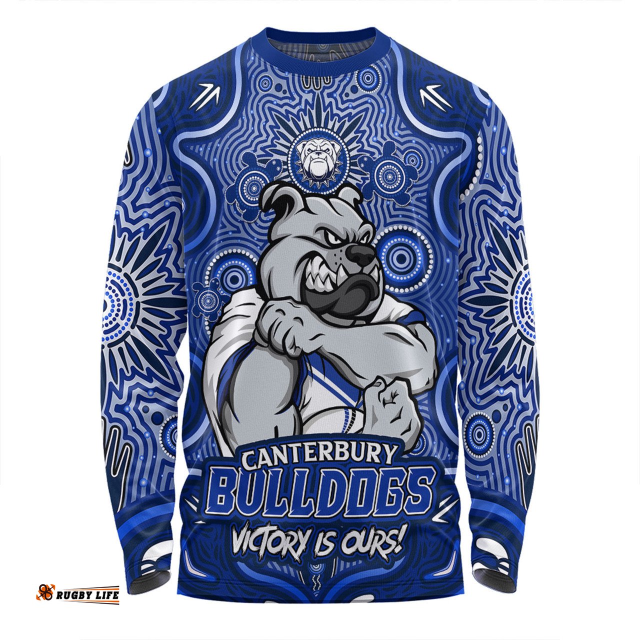 Amazing Aussie Canterbury Bankstown Bulldogs Aboriginal Pattern Inspired Victory Is Ours Long Sleeve T-shirt