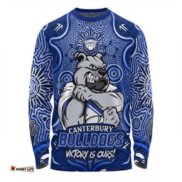 Amazing Aussie Canterbury Bankstown Bulldogs Aboriginal Pattern Inspired Victory Is Ours Long Sleeve T-shirt