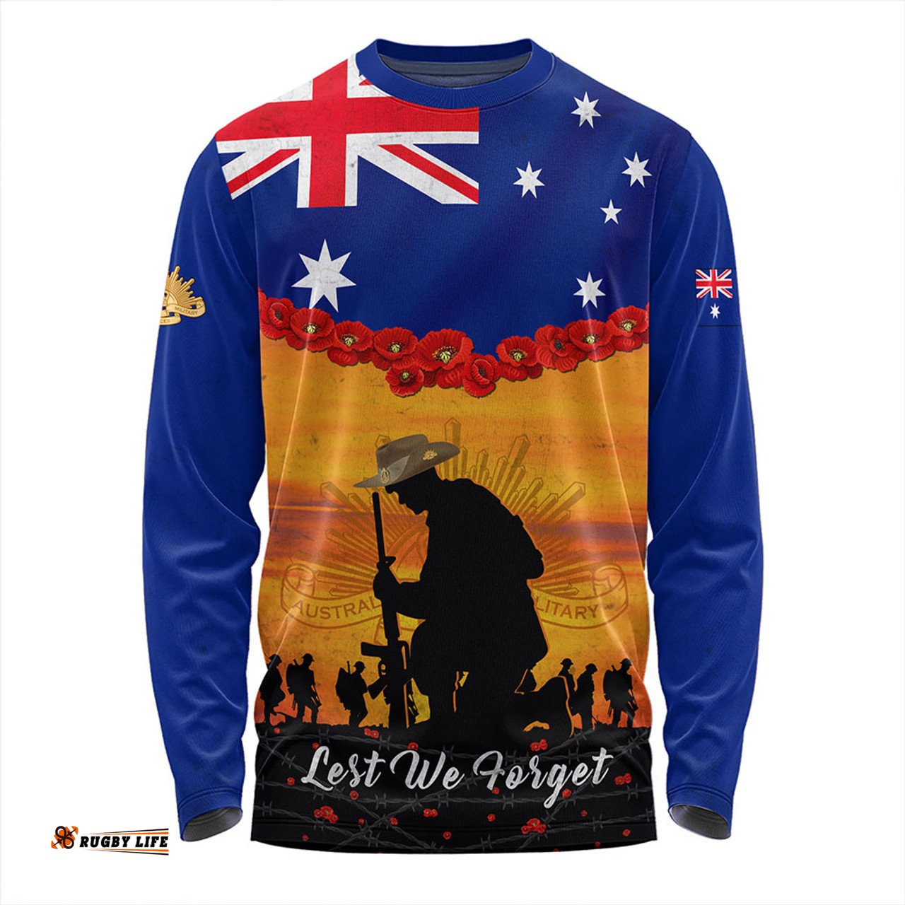 Amazing Aussie Australia Anzac Day Lest We Forget Honoring The Anzac Spirit Orange Long Sleeve T-shirt