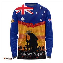 Amazing Aussie Australia Anzac Day Lest We Forget Honoring The Anzac Spirit Orange Long Sleeve T-shirt