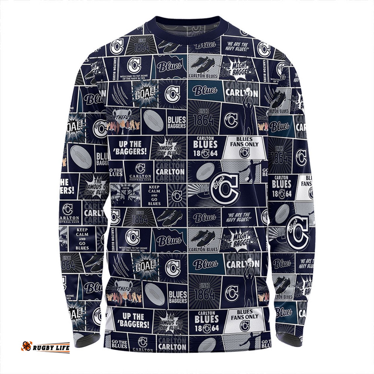 Amazing Aussie Carlton Legacy Of The Pride Comic Style Long Sleeve T-shirt