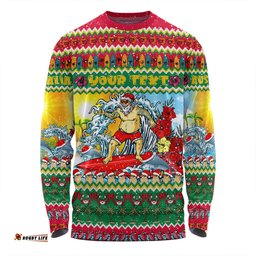 Amazing Aussie Australia Christmas Custom Surfing Santa Long Sleeve T-shirt