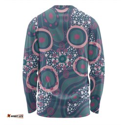 Amazing Aussie Australia Aboriginal Green Aboriginal Dot Art Inspired Long Sleeve T-shirt