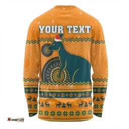 Amazing Aussie Australia Wallabies Christmas Custom Ugly Xmas And Aboriginal Patterns For Die Hard Fan Long Sleeve T-shirt