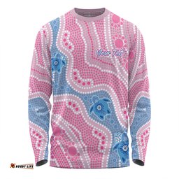 Amazing Aussie Australia Turtles Aboriginal Custom Dreamtime River And Turtles Dot Art Painting Pink Long Sleeve T-shirt