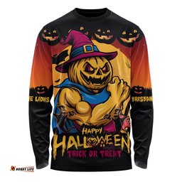 Amazing Aussie Brisbane Lions Dark Pumpkin Halloween Spirit Long Sleeve T-shirt