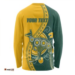 Amazing Aussie Australia Wallabies Custom Go Wallabies Aboriginal Inspired Jersey Yellow Long Sleeve T-shirt