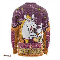 Amazing Aussie Brisbane Broncos Custom Team With Dot And Star Patterns For Tough Fan Long Sleeve T-shirt