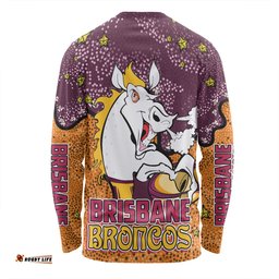 Amazing Aussie Brisbane Broncos Custom Team With Dot And Star Patterns For Tough Fan Long Sleeve T-shirt