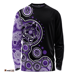 Amazing Aussie Australia Indigenous Turtle Aboriginal Dot Art Purple Long Sleeve T-shirt