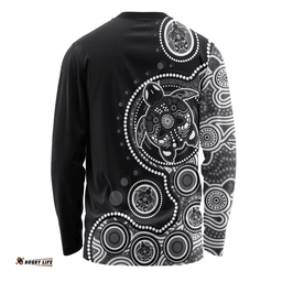 Amazing Aussie Australia Indigenous Turtle Aboriginal Dot Art Black Long Sleeve T-shirt