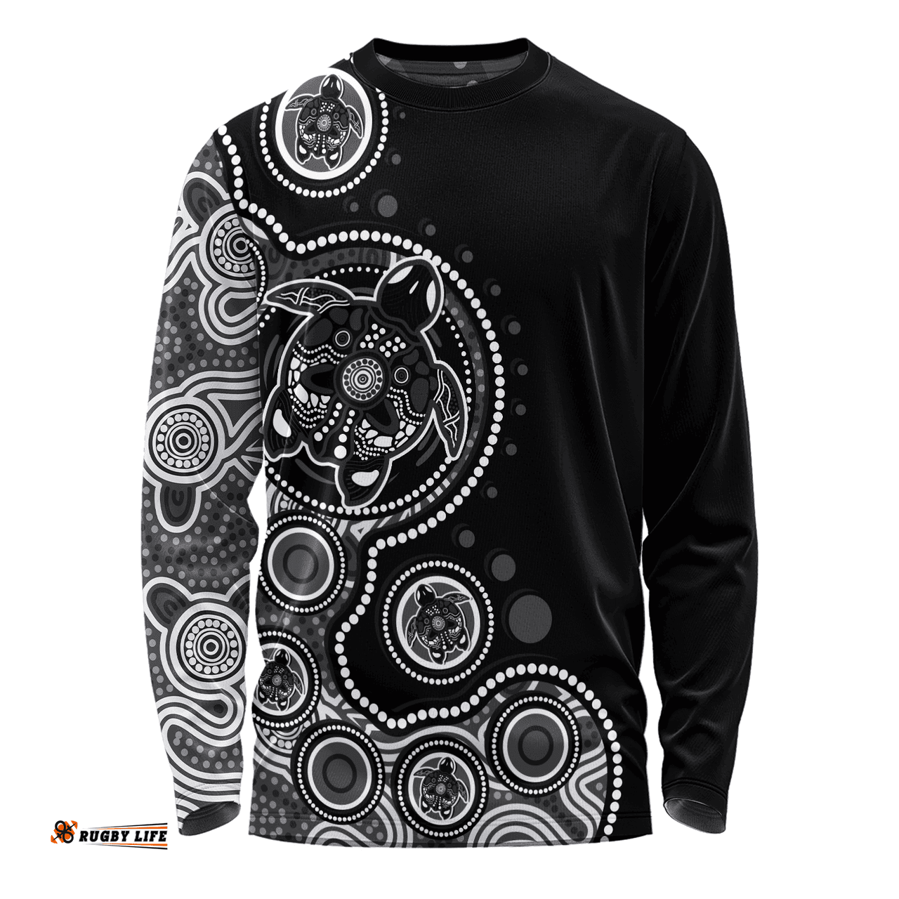 Amazing Aussie Australia Indigenous Turtle Aboriginal Dot Art Black Long Sleeve T-shirt
