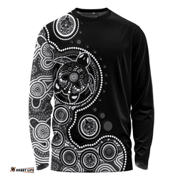 Amazing Aussie Australia Indigenous Turtle Aboriginal Dot Art Black Long Sleeve T-shirt
