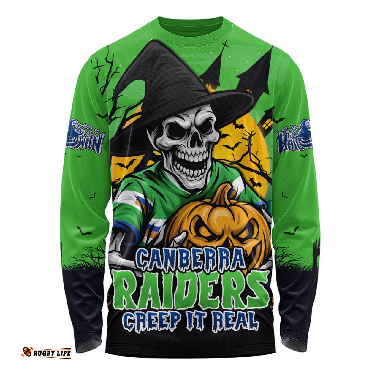 Amazing Aussie Canberra Raiders Dark Moon Rugby Halloween Battle Edition Long Sleeve T-shirt