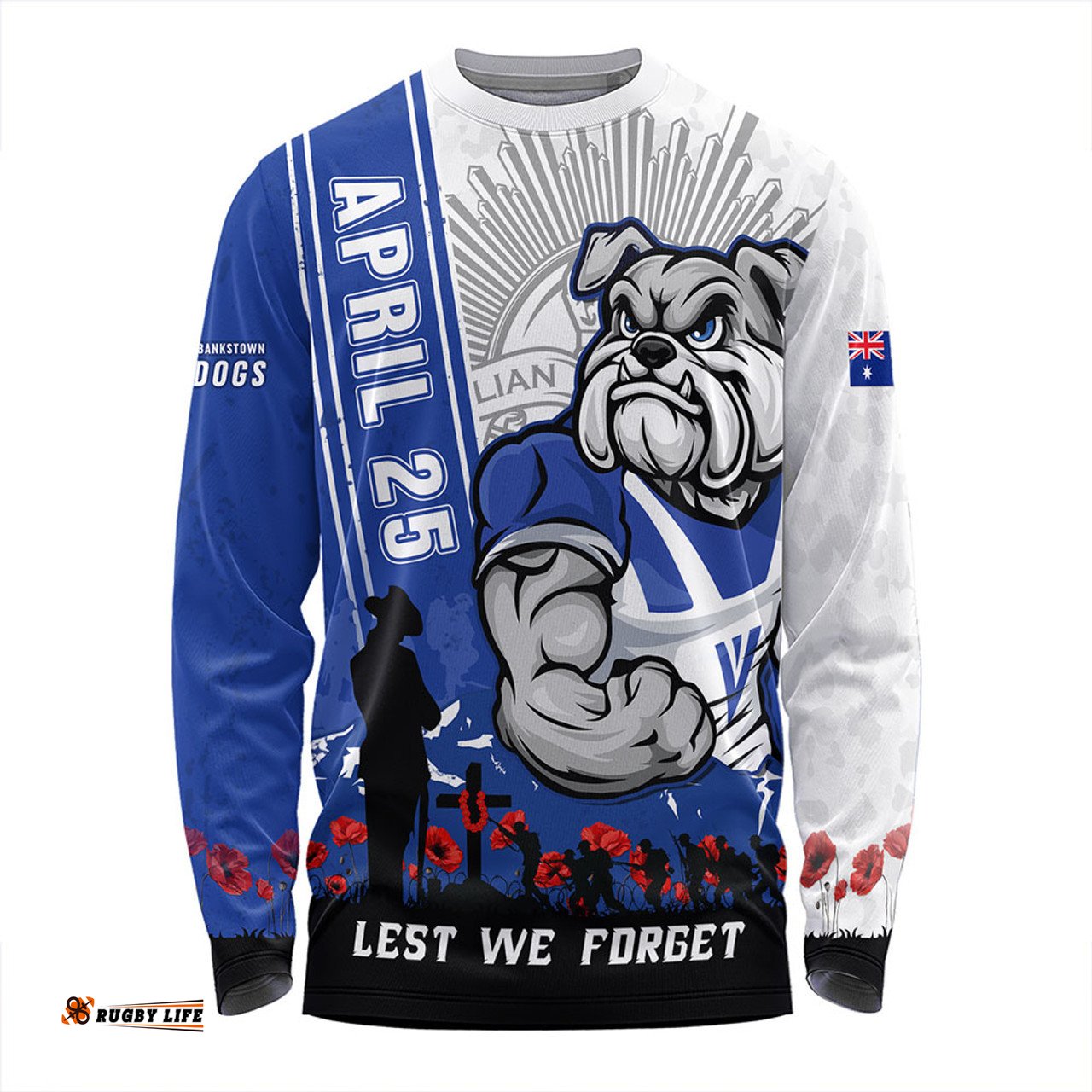 Amazing Aussie Canterbury Bankstown Bulldogs Anzac Day Lest We Forget Strong Fighting Spirit Long Sleeve T-shirt
