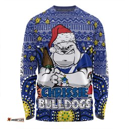 Amazing Aussie Canterbury Bankstown Bulldogs Christmas Custom Christmas Knit Patterns Vintage Jersey Ugly Long Sleeve T-shirt