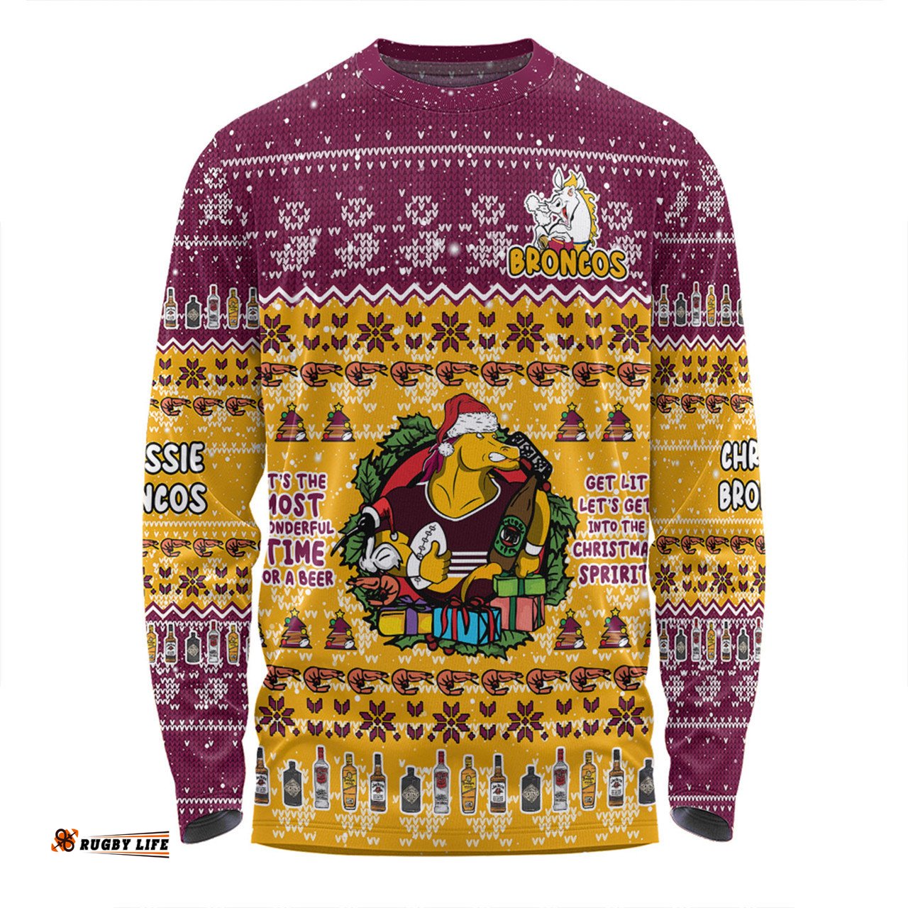 Amazing Aussie Brisbane Broncos Christmas Custom Chrissie Spirit Long Sleeve T-shirt