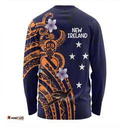 Amazing Aussie Australia South Sea Islanders New Ireland Flag With Polynesian Pattern Long Sleeve T-shirt