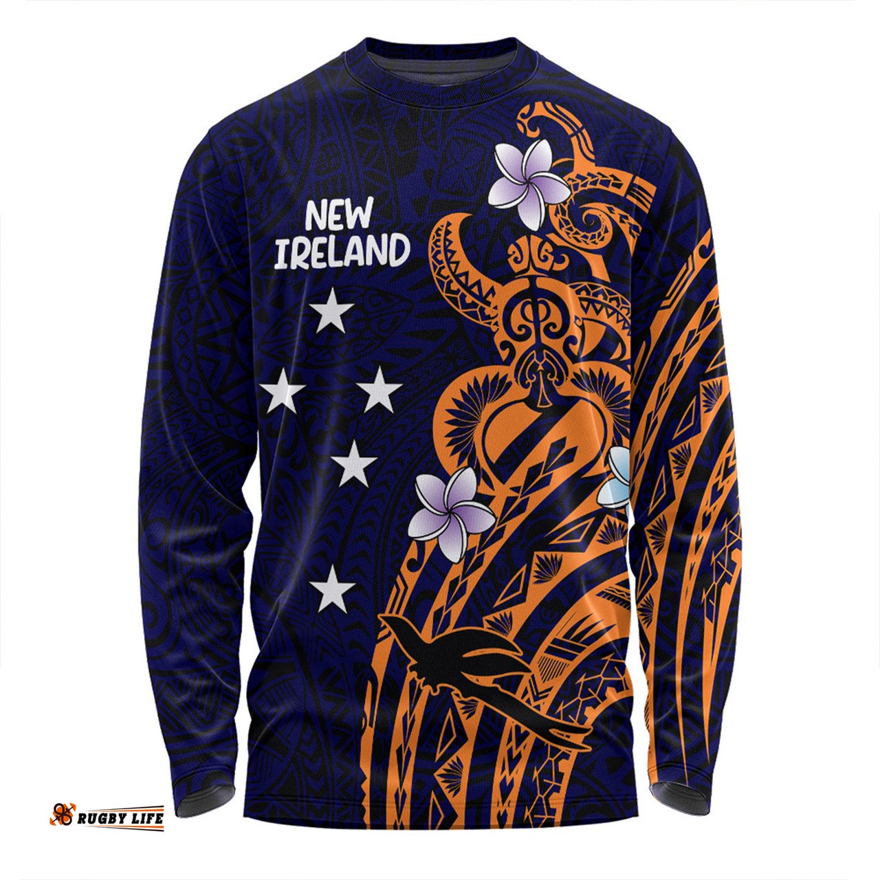 Amazing Aussie Australia South Sea Islanders New Ireland Flag With Polynesian Pattern Long Sleeve T-shirt