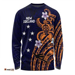 Amazing Aussie Australia South Sea Islanders New Ireland Flag With Polynesian Pattern Long Sleeve T-shirt