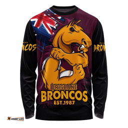 Amazing Aussie Brisbane Broncos Heart Of A Fighter Tough And Fearless Long Sleeve T-shirt