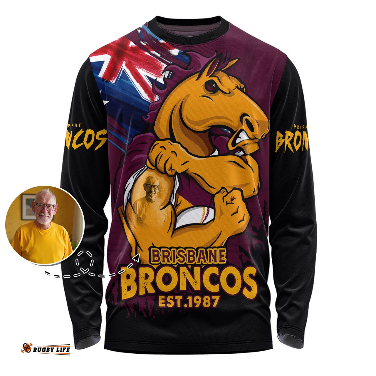 Amazing Aussie Brisbane Broncos Heart Of A Fighter Tough And Fearless Long Sleeve T-shirt
