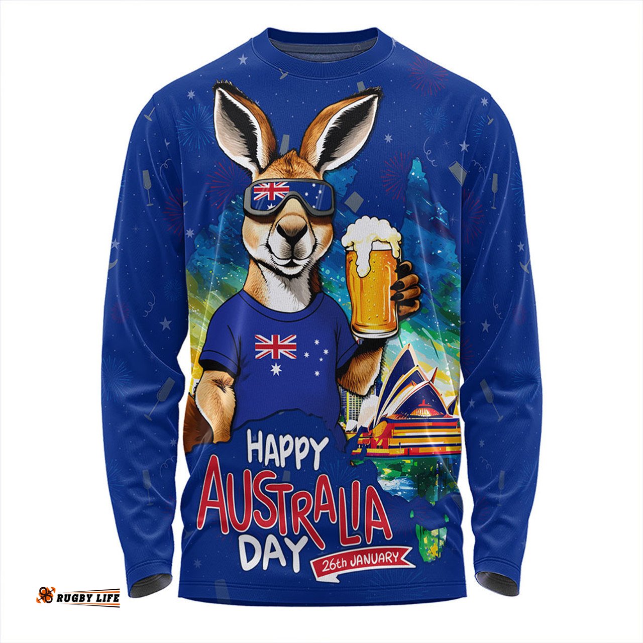 Amazing Aussie Australia Happy Australia Day Funny Kangaroo With Beer Long Sleeve T-shirt
