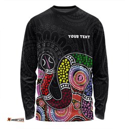 Amazing Aussie Australia Rainbow Serpent Aboriginal Custom Dreamtime Rainbow Serpent Featuring Dot Style Long Sleeve T-shirt