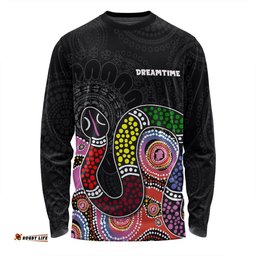 Amazing Aussie Australia Rainbow Serpent Aboriginal Custom Dreamtime Rainbow Serpent Featuring Dot Style Long Sleeve T-shirt