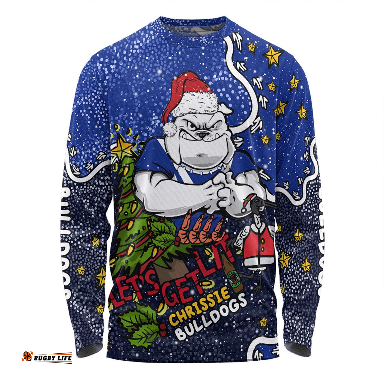 Amazing Aussie Canterbury Bankstown Bulldogs Christmas Custom Let's Get Lit Chrisse Pressie Long Sleeve T-shirt