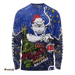 Amazing Aussie Canterbury Bankstown Bulldogs Christmas Custom Let's Get Lit Chrisse Pressie Long Sleeve T-shirt