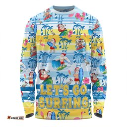 Amazing Aussie Australia Surfing Christmas Tropical Santa Let's Go Surfing Long Sleeve T-shirt