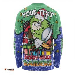 Amazing Aussie Canberra Raiders Christmas Custom Merry Christmas Our Beloved Team With Aboriginal Dot Art Pattern Long Sleeve T-shirt