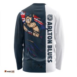 Amazing Aussie Carlton Burning Passion Of Power Scratch Style Long Sleeve T-shirt