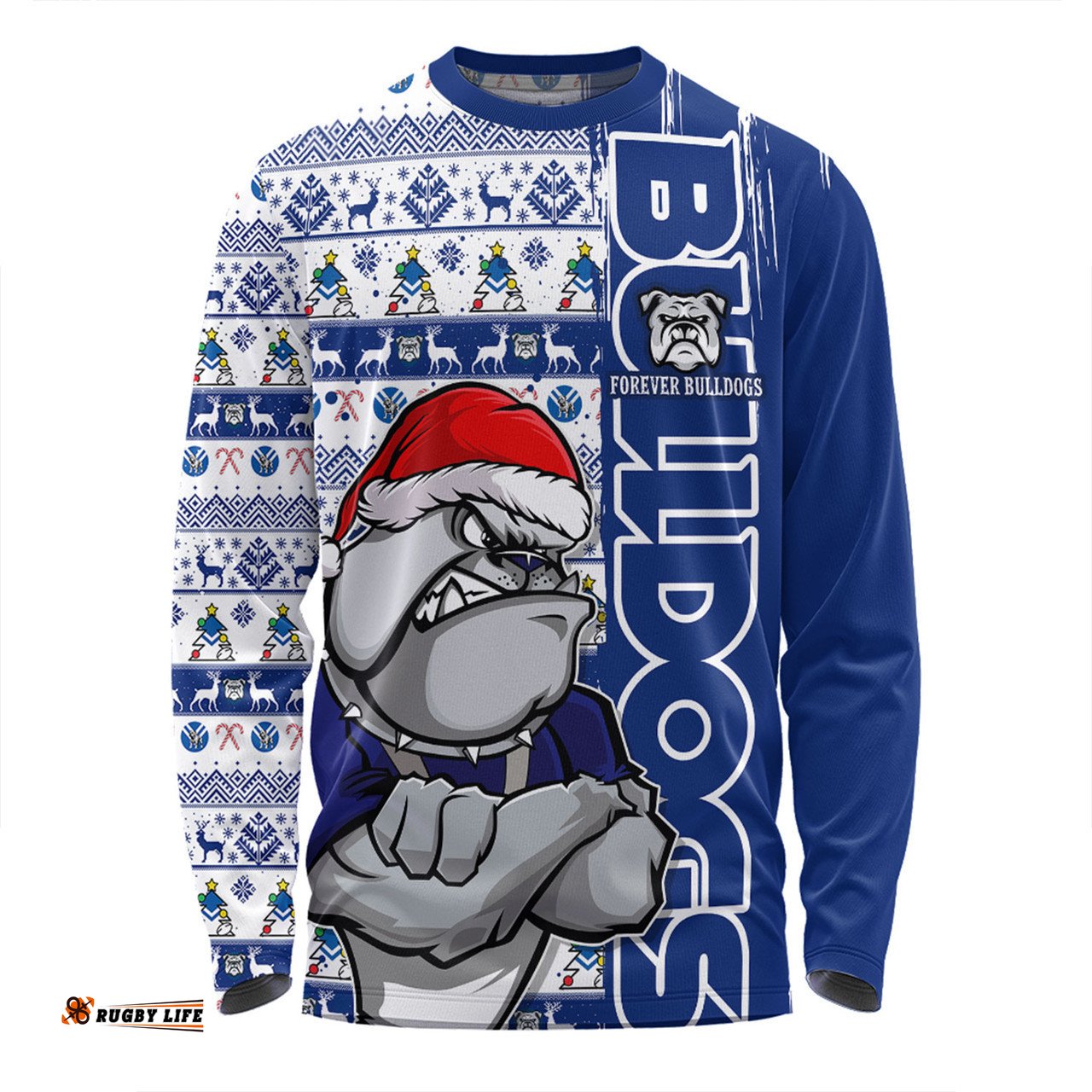 Amazing Aussie Canterbury Bankstown Bulldogs Merry Ugly Xmas Nordic Pattern Style Long Sleeve T-shirt