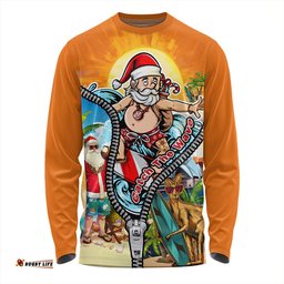 Amazing Aussie Australia Christmas Down Under Santa's Beach Escape Long Sleeve T-shirt