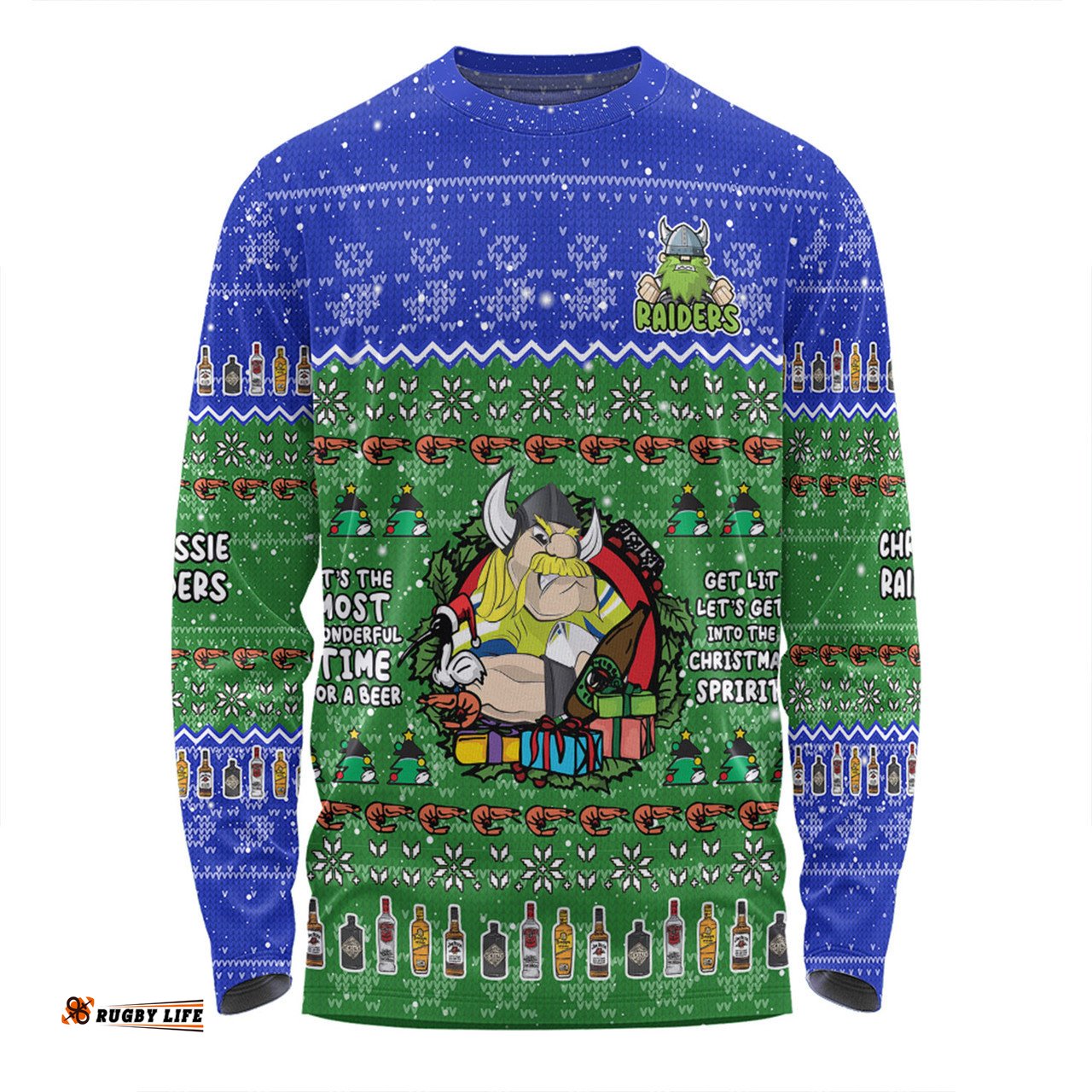 Amazing Aussie Canberra Raiders Christmas Custom Chrissie Spirit Long Sleeve T-shirt