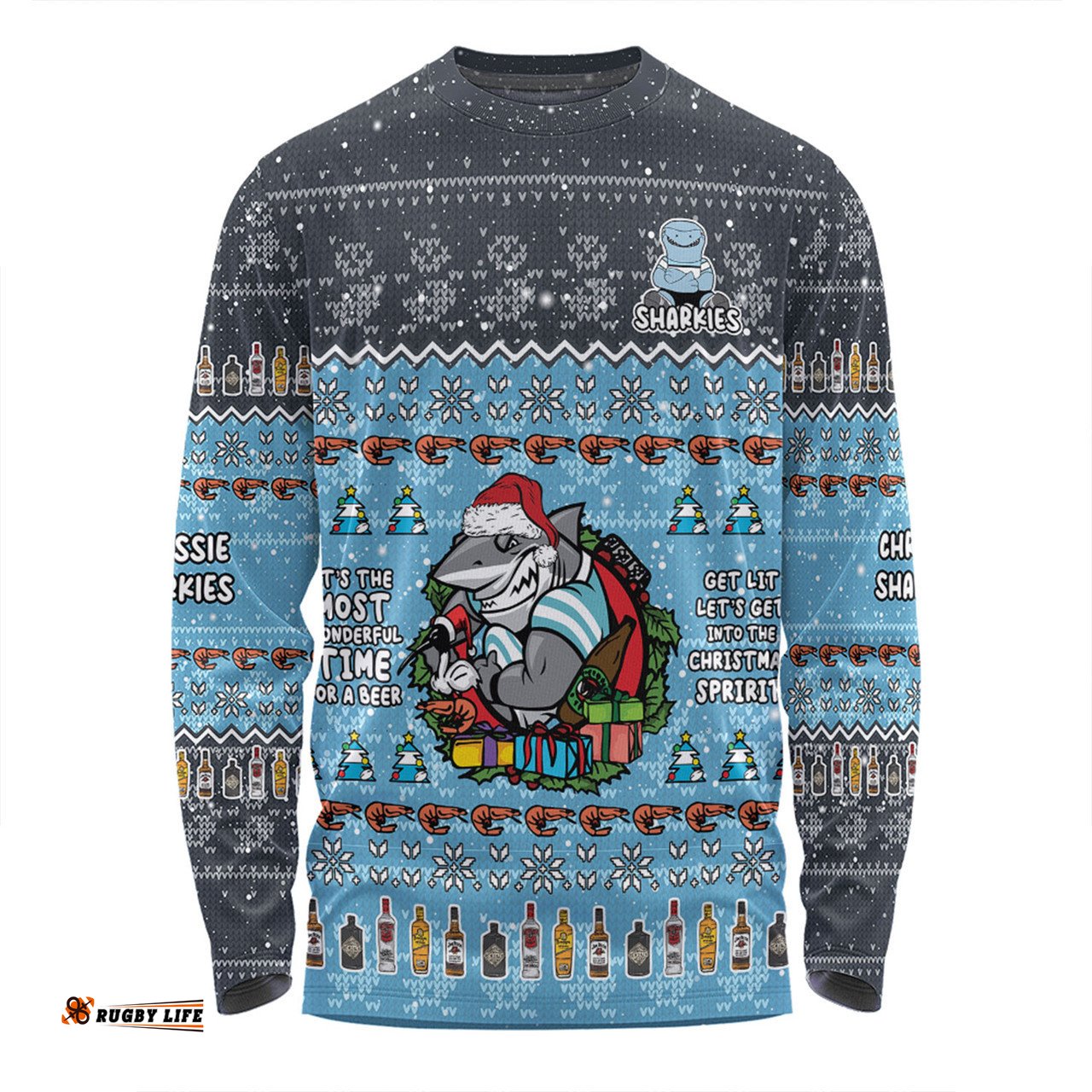 Amazing Aussie Cronulla Sutherland Sharks Christmas Custom Chrissie Spirit Long Sleeve T-shirt